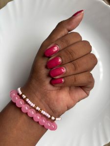 Chic Pink Beaded Bracelets Set