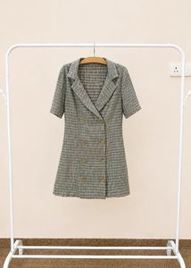 Plaid Double-Breasted Blazer Dress