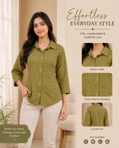 new Chic Olive Green Textured Shirt