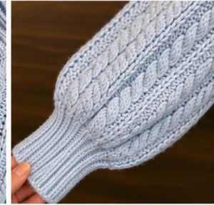 ZARA Cable Knit Cropped Sweater – Baby Blue | Size