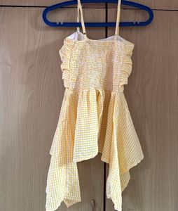 Chic Yellow Gingham Twist Front Top
