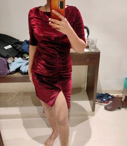 Maroon Velvet Dress