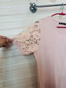 Chic Pink Lace Sleeve Top