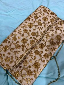 Embroidered Clutch with Chain