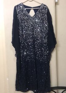 Dark Blue Sequence Short Length Dress For Party