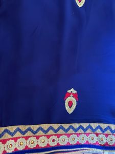 Elegant Blue &amp; White Saree