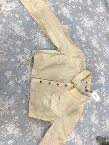 Stylish Beige Button-Up Crop Top