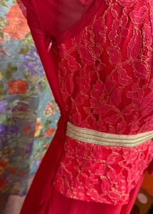 Elegant Red Lace Evening Gown