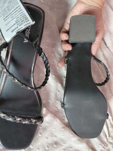 Corsica Black Braided Block Heels
