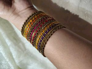 Traditional Multicolor Silk Thread Bangles Set