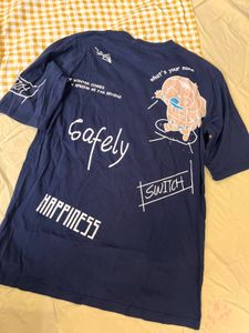 Navy Blue Graphic Print T-Shirt