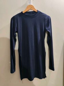 Navy Blue Long Sleeve Casual Dress