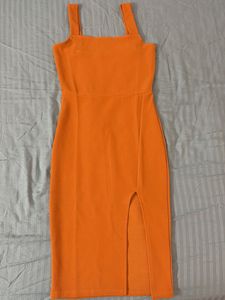 Vibrant Mustard Bodycon Midi Dress