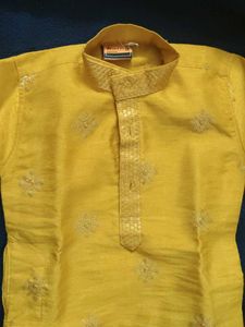 kids's Yellow Kurta Sequin Work without chudidar