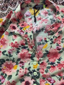 Floral Print Button-Up Blouse