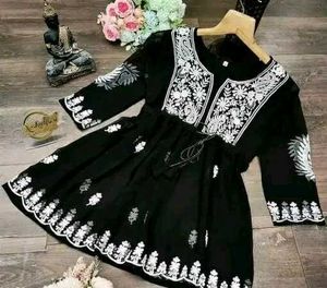 Black chikinkari embroidery Kurti with plazo