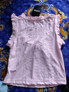 Chic Pink Ruffle Top with Bow Detail