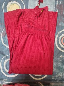 Red Palazzo Pants with Tie-Up Detail