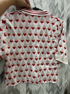 ❣️Boxy Knitted Shirt Red Hearts Valentine Day❣️
