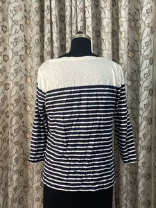 Striped Top with Floral Embroidery
