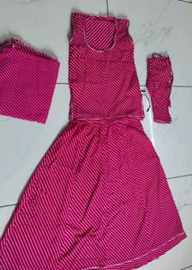 Pink Striped rajputi suit