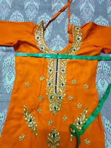 Stunning Orange &amp; Royal Blue Embroidered Salwar Ka