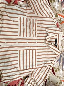 Striped Button-Up crop Top(will come in well iron