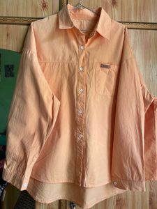 Peach Oversized Button-Up Shirt
