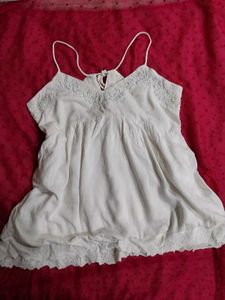 Cream Embroidered Cami Babydoll top 🫶🏽