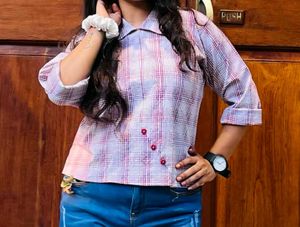 Checked Cropped Shirt