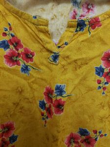 Yellow Floral Print Kurta