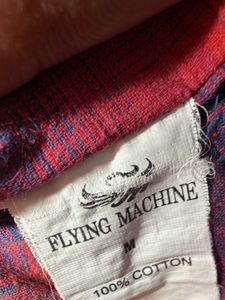 Men's Red &amp; Blue Plaid Flannel Shirt M Size🖐🏻