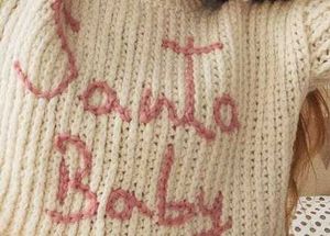 Cream Knit "Santa Baby" Sweater