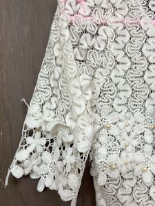 White Lace Blouse with Pearls