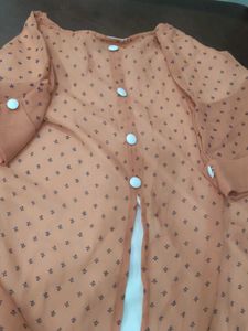 Casual Peach Top with Polka Dots