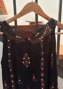 Embroidered Black Maxi Dress