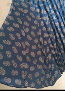 Boho Blue Floral Maxi Skirt &amp; White Blouse Set