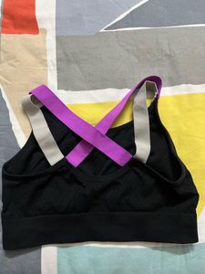 Black Sports Bra with Strappy Design