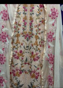 Embroidered Peach Pakistani Kurti with Dupatta
