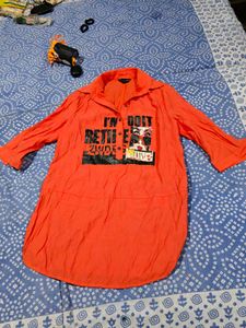 Orange Graphic Print Tunic t shirt dress imported
