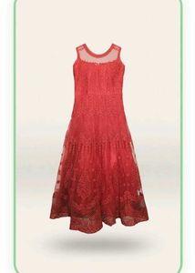Stunning Red Lace Ethnic Gown with cancan