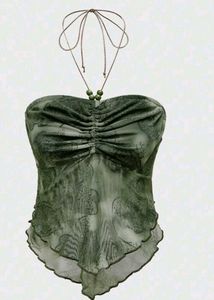Boho Green Paisley Halter Neck Top