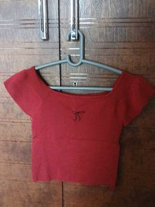 Chic Red Top with Bow Detail