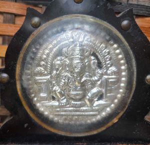 Silver Ganesh Idol with Wooden Stand