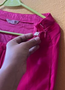 Vibrant Pink Floral Blouse &amp; ready made saree