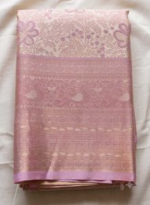 Elegant peach Pink Silk Saree