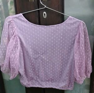 Athena Lavender Polka Dot Top - New - XL
