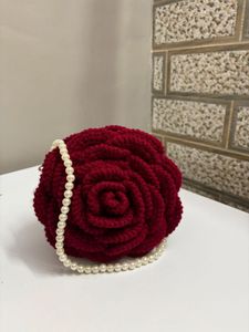 Handmade Rose Clutch with Pearls
