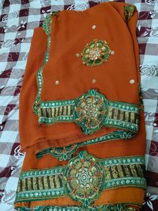 beautiful rust saree perfect for occasions