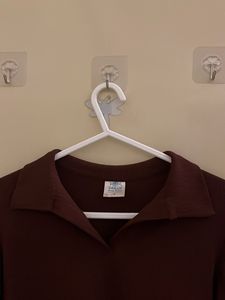 Burgundy Collared Long Sleeve Top